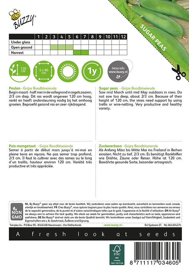Zuckererbsen - Grijze Roodbloeiende - 30g
