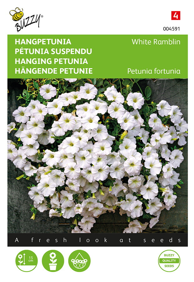 Petunia Colgante - Ramblin Blanca - 25 semillas