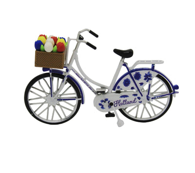 Miniature Delft Blue Bicycle with Tulips