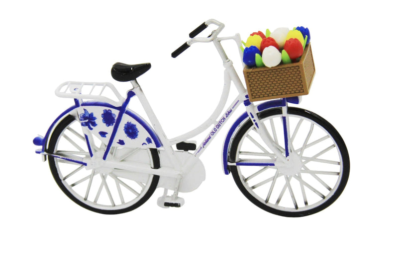 Bicicleta Miniatura de Delft Azul con Tulipanes