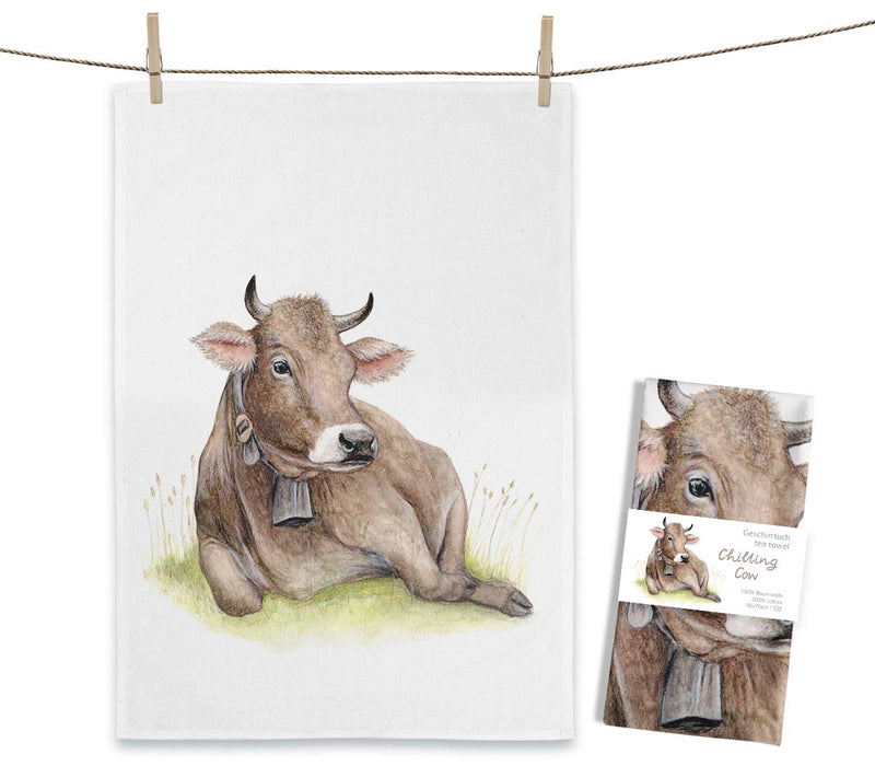 Tea Towel - Chilling Cow