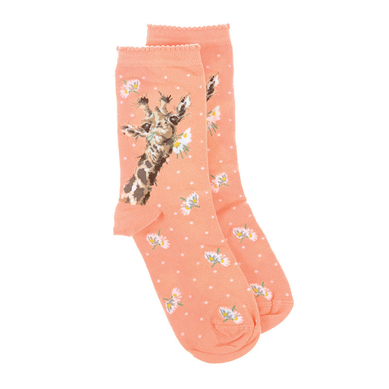 Damensocken - Giraffe - Flowers