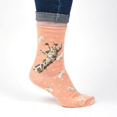 Women's Socks - Giraffe - Flowers