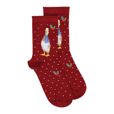 Women's Socks - Duck - Christmas Scarves