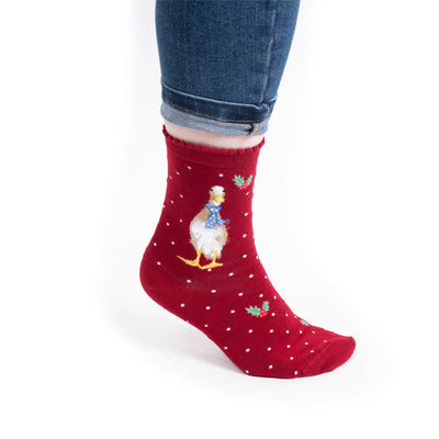 Women's Socks - Duck - Christmas Scarves