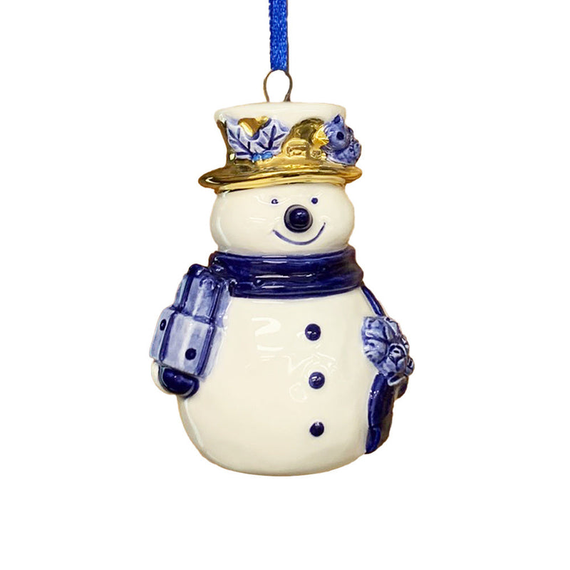 Christmas Ornament - Snow Man - Delft Blue