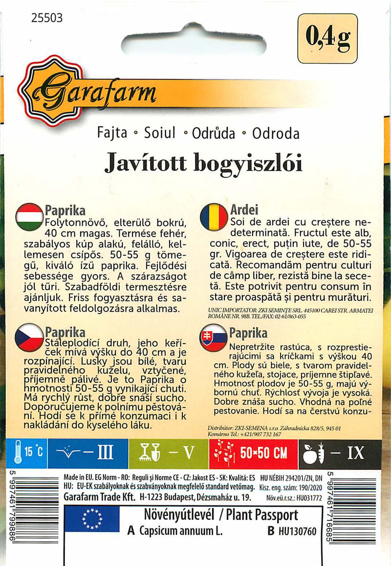 Hete peper - Javított Bogyiszlói - 0,4 g